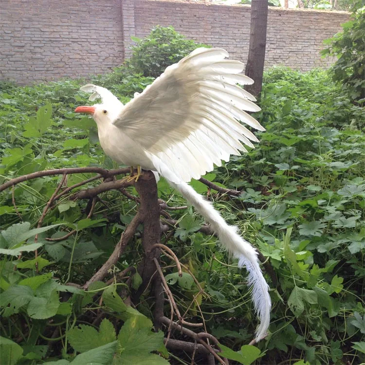 

white simulation wings Phoenix bird model foam&furs long tail bird doll gift about 80cm 1705