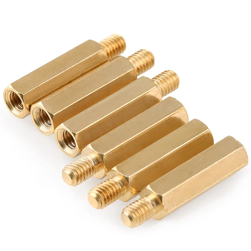 M3 Hex Brass standoff spacer Male 6mm x Female 3-60mm Copper Hexagon Stud Spacers Copper Hollow Pillars PCB Board M3*(4-50)+6mm