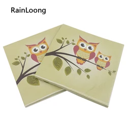 [RainLoong] Owl Napkins and Printed Feature Paper Serviettes Tissue For Cocktail Party Decor Decoupage Craft 33*33cm 1 pack