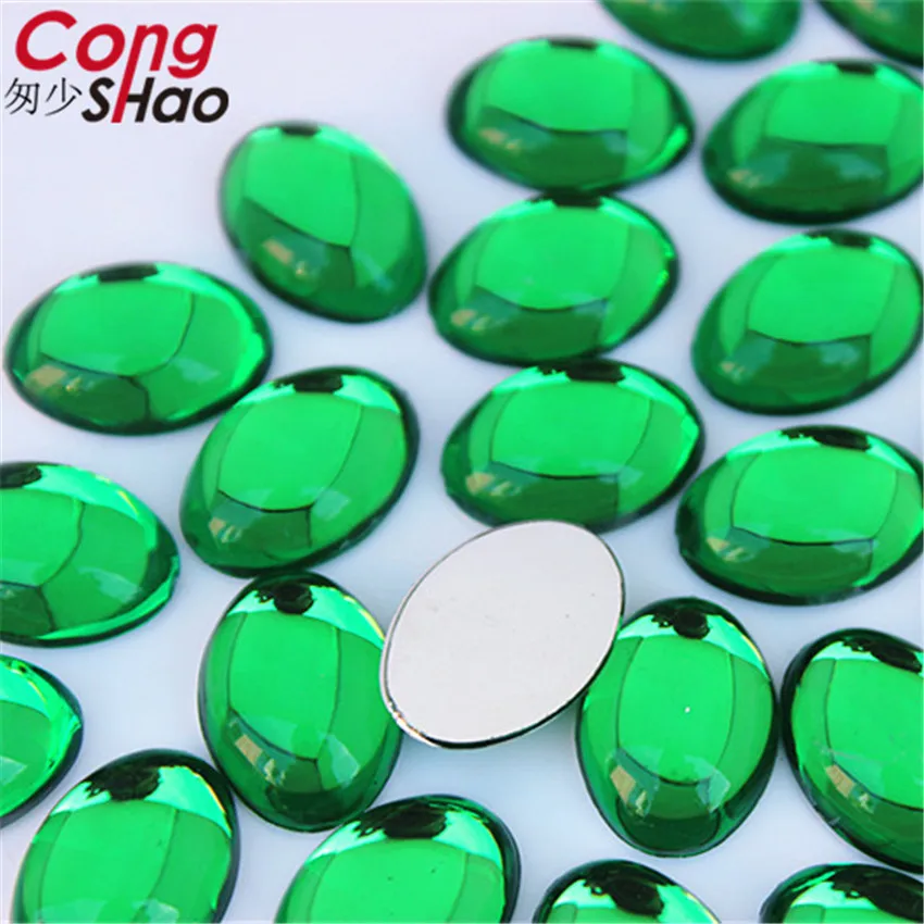 Cong Shao 30pcs 13*18mm Colorful Acrylic Rhinestone FlatBack Smooth Surface Oval  Stones And Crystals Clothing Accessories ZZ725