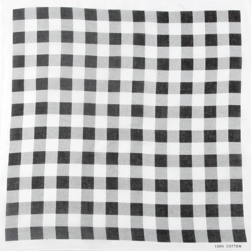 Hip Hop Square Scarf 55cm*55cm Black White Plaid Check Bandana Headwear Scarf Printed For Women/Men/Boys/Girls