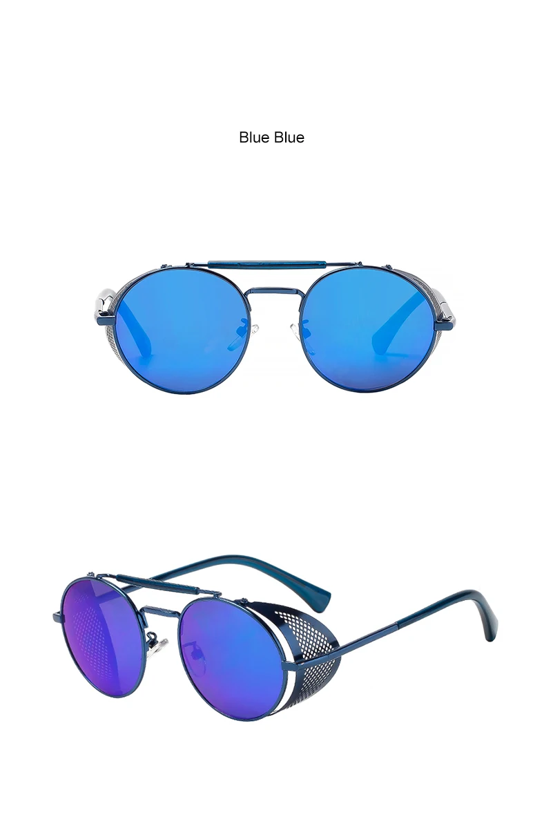 Neue Steampunk Retro Runde Metall Sonnenbrille Männer Frauen Marke Designer Gläser Metall Schilde Shades Oculos De Sol UV400 Brillen – Detail 4