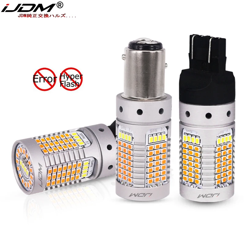 2x 7443 W21/5W 1157 3157 P21/5W 3020 LED Canbus No Hyper Flash Biały Bursztynowy Dwukolorowy Switchback DRL Żarówki kierunkowskazów