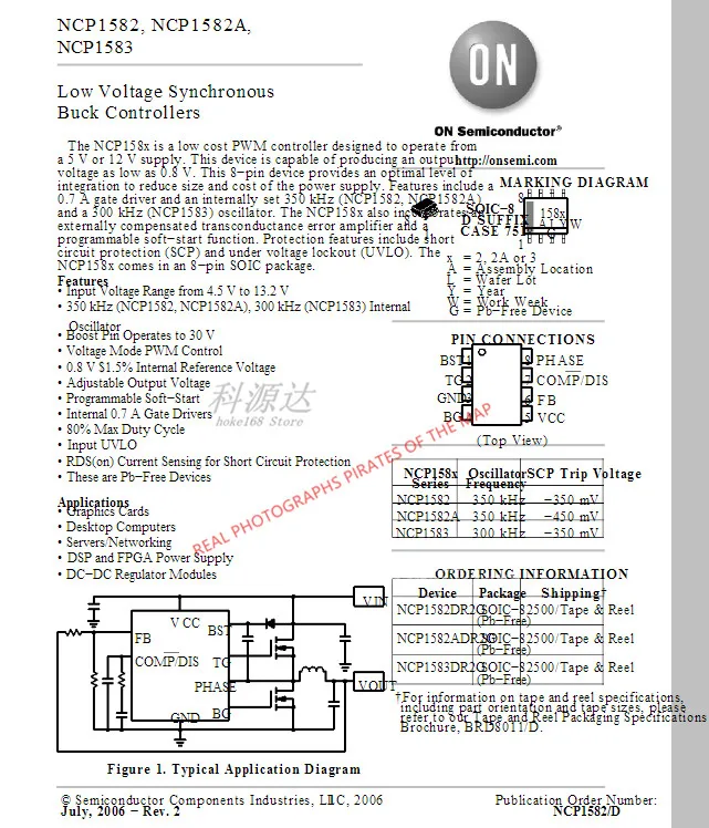 5pcs/lot NCP1583DR2G SOP8 NCP1583 1583  In Stock