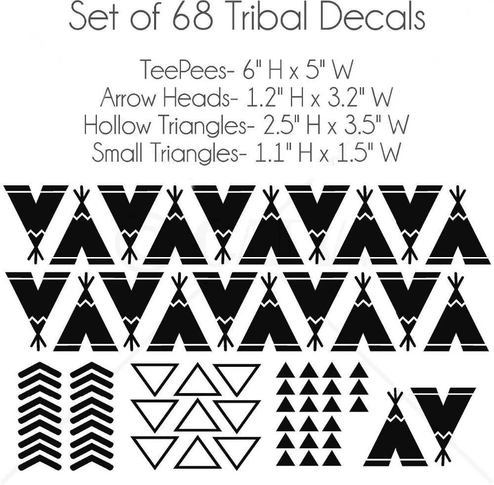 Teepee and Arrow decalcomanie da parete-Tee Pee adesivi murali in vinile Tribal Nursery Decor