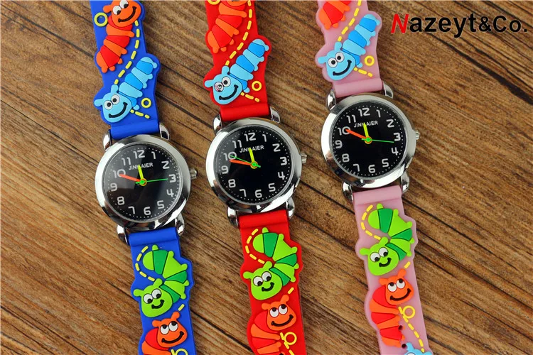 NAZEYT meninos quartz relógio de pulso crianças pequenas cara preta 3D annimal dial relógio de presente pulseira de silicone macio meninas crianças cartoo