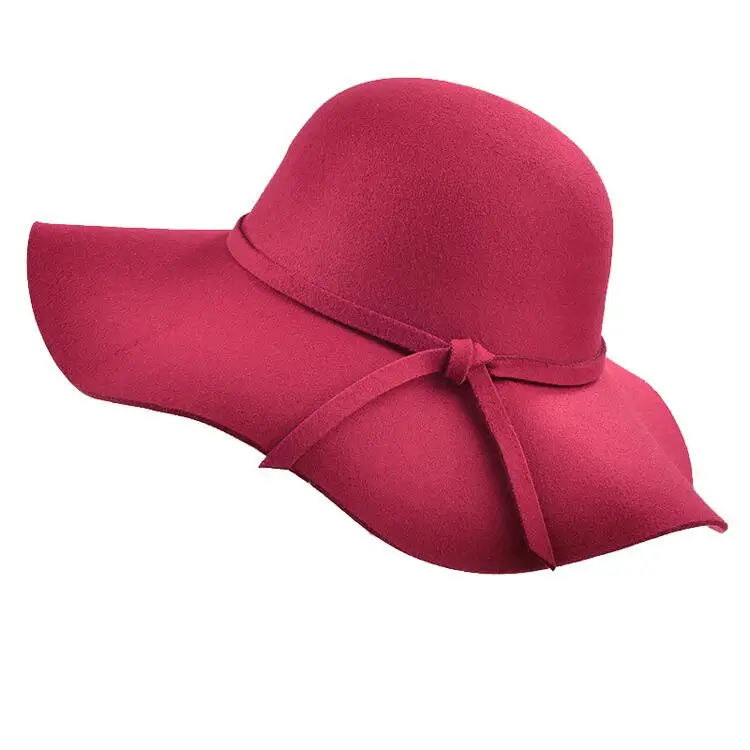 2018 simple Vintage Retro Kids Child Girl Hats Fedora wool Felt Crushable Wide Brim Cloche Floppy Sun Parent-child Beach Cap