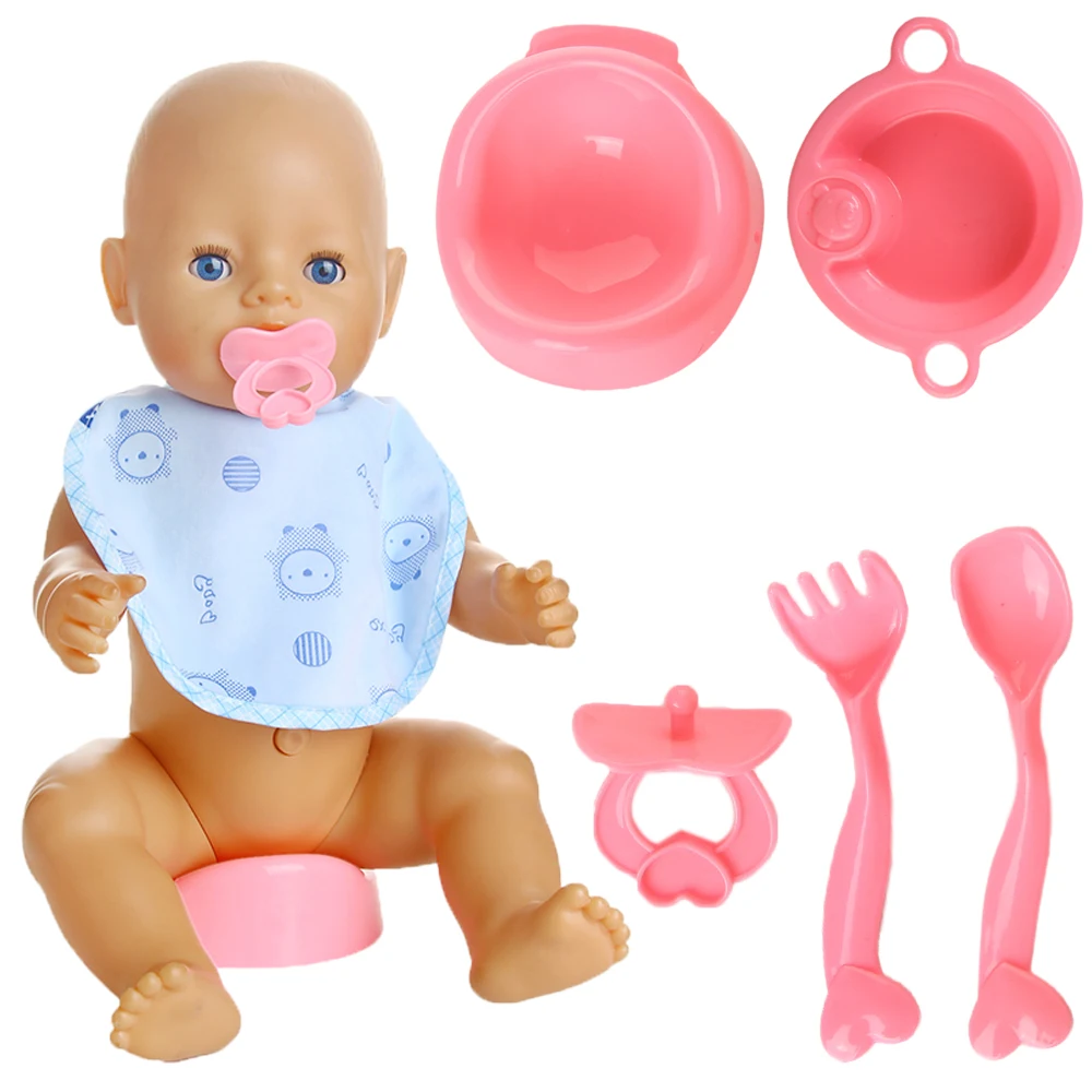 Fork spoon pacifier Small stool + tableware for 43cm   doll accessories toys for children