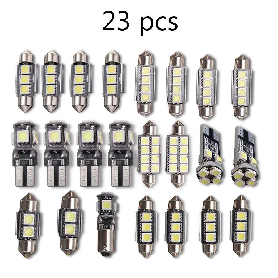 23Pcs White Car LED Interior Dome Map Reading Footwell Light License Plate Lights