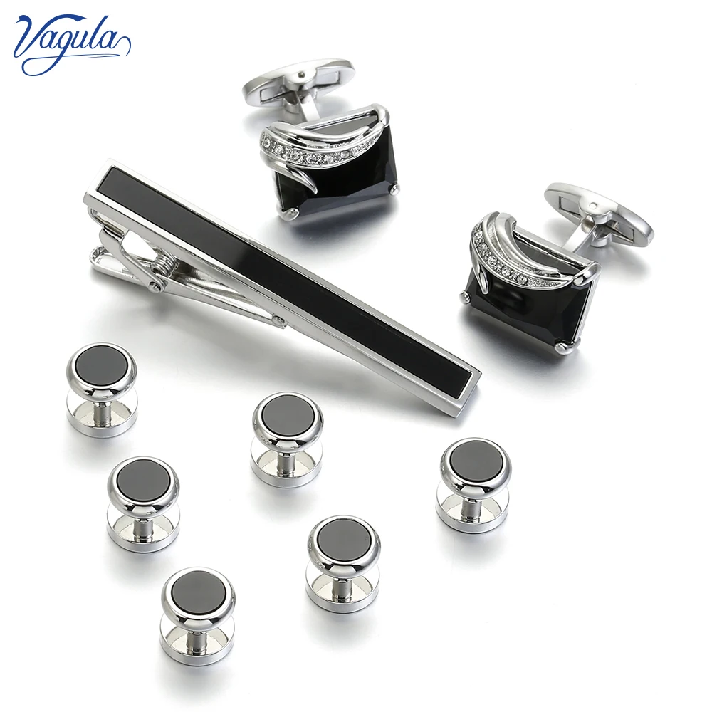 

VAGULA 9 PCS Set Cufflink Tie Pin Collar Studs Top Brand Spinki Tuxedo Tie Bar Clip Gemelos Men Jewelry Wedding Gift 96