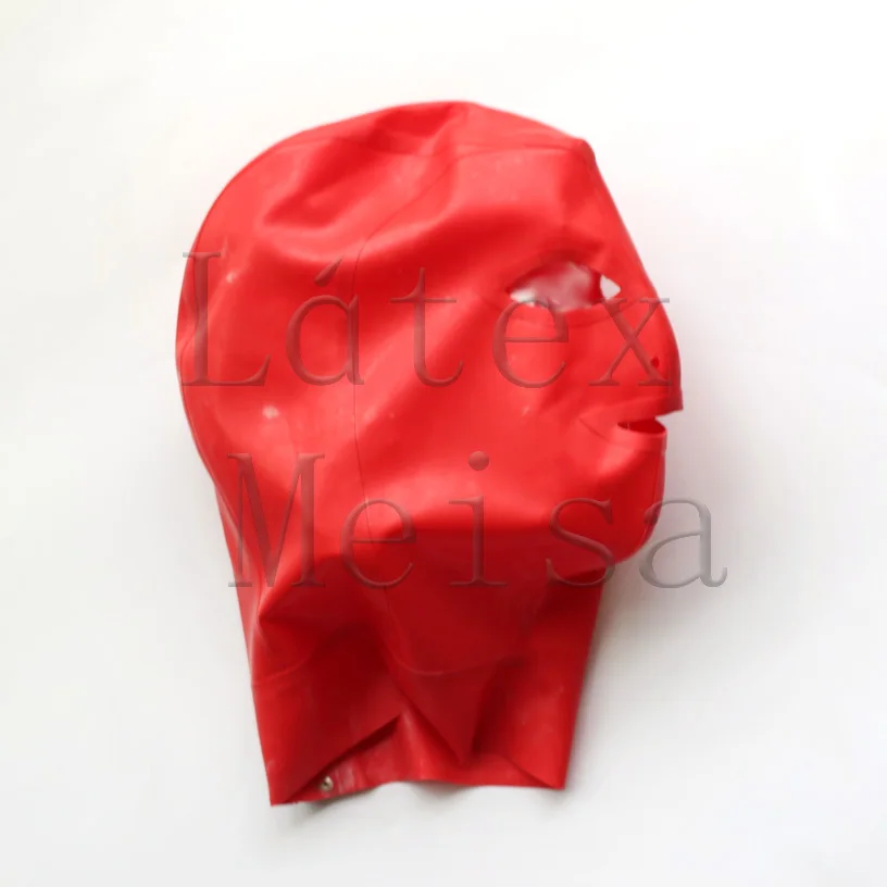 

3D design latex hoods open eyes nostrils and mouth with back zip for adults