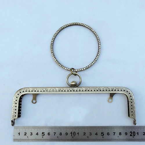 DIY women purse coin bag metal frame bronze silver light golden color carved edge diamond handle 3pcs/lot