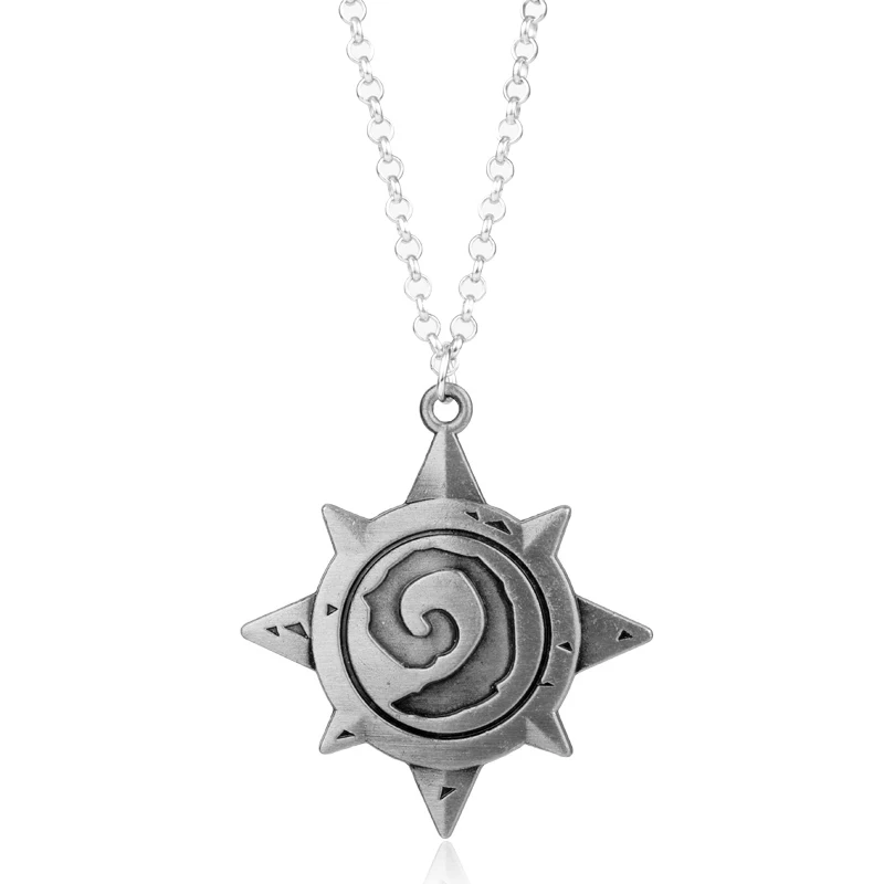 Dongsheng Game Pendant Hearthstone Heroes Of Warcraft Game Pendant Necklace Vintage Hearth Stone Logo Metal Chain Choker -30