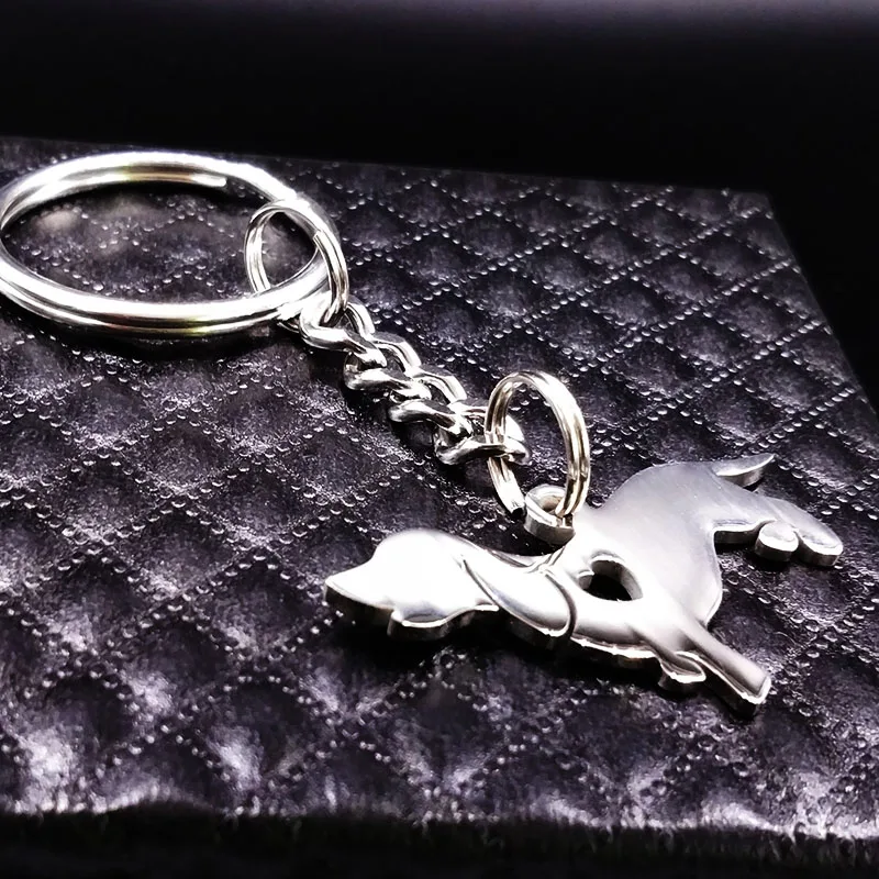 Fashion Dachshund Stainless Steel Keychain for Women Fashion Silver Color Dog Keychain Jewelry porte clef K1353S01