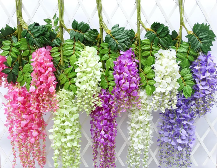 Vine Artificial Flowers wisteria simulation rattan flower bracketplant string plant Home wall decoration for wedding