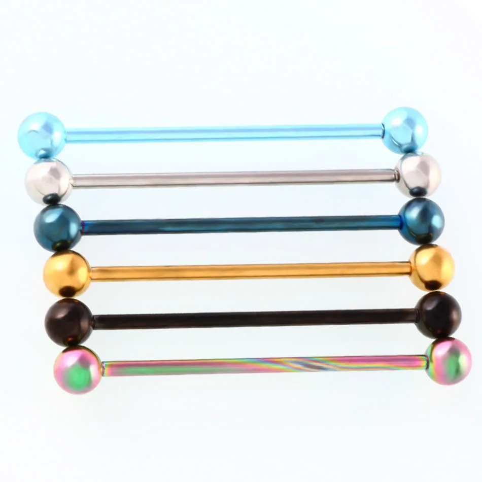 1 Pc 16/14G 34+5mm Stainless Steel Industrial Piercing Ear Cartilage Stud Earring Barbell Straight Ear Piercings Barbell Jewelry