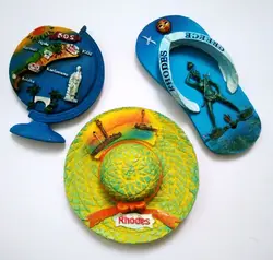 Rhodes Landscape Hat 3D Fridge Magnets Greece Tourism Souvenirs Refrigerator Magnetic Sticker Collection Home Decoration