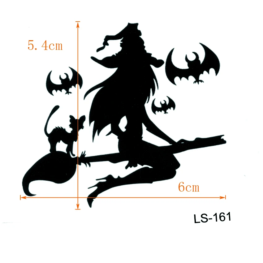 Flying Witch Waterproof Temporary Tattoo Stiker Black Cat Fake Tattoo For Halloween Black Bat The Flash Tatuagem Tatoo Sleeve