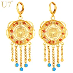 U7 Tassels Long Earrings For Women Jewelry Wholesale Gold Color Trendy Drop Earings Fashion Jewelry Indian Style E726 QC24