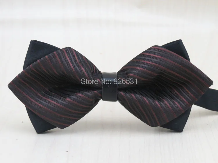 1 pcs/lot men's Novelty bowtie/coffee color stripe design pointed shape bow tie/boys formal wear bowknot gravata