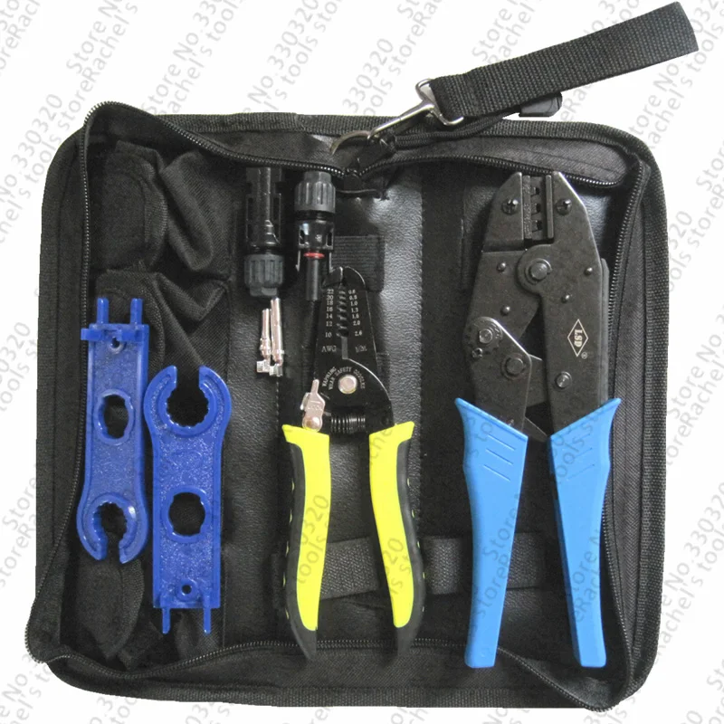 Solar hand tool set contain solar Crimping tool multi-function wire stripper with cutter solar Connector and spanner