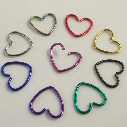 2Piece 18G 2018 new Heart Shape Earring Nose Ring Tragus Piercing Labret  Anodized Seamless Endless Tragus Cartilage Hoop Ring