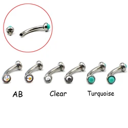 1PC Surgical Steel Internally Thread Eyebrow Ring Cartilage Tragus Earring Flat CZ Gem Stone Body Jewelry Piercing 16g