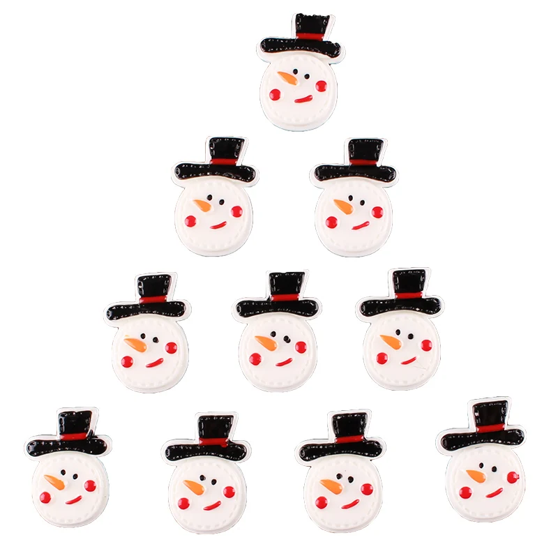 50pcs Cute Snow Man Christmas Resin Scrapbooking Hair Bow Center Crafts Embellishment Flatback Charms Cabachons