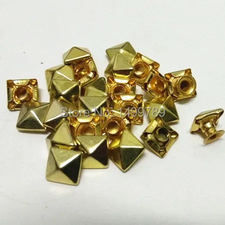 200PCS 7MM DIY Goden Square Pyramid Punk Spike Studs Spots Fashion Rivet DIY Bags Belt Craft Shipping Free