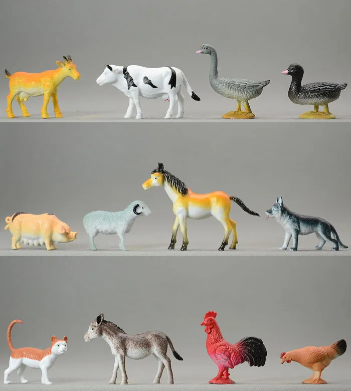 MINI  solid  eco-friendly  plastic  animal model toy wild  animals 12PCS/lot 2-6CM