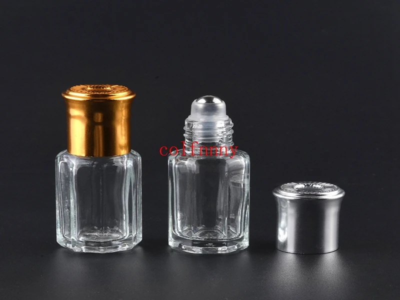 3ml 6ml 10ml 12ml garrafa de vidro octagonal com tampa de ouro, rolo na garrafa, frascos de rolo de perfume, embalagem de óleo essencial