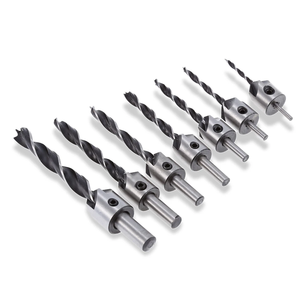 7 Cái/bộ HSS 5 Sáo Mũi Khoan Bộ Mũi Khoan 3Mm-10Mm Thép Tốc Độ Cao Có Ngăn Gỗ Công Suất dụng Cụ Chamfer Chất Lượng Hàng Đầu