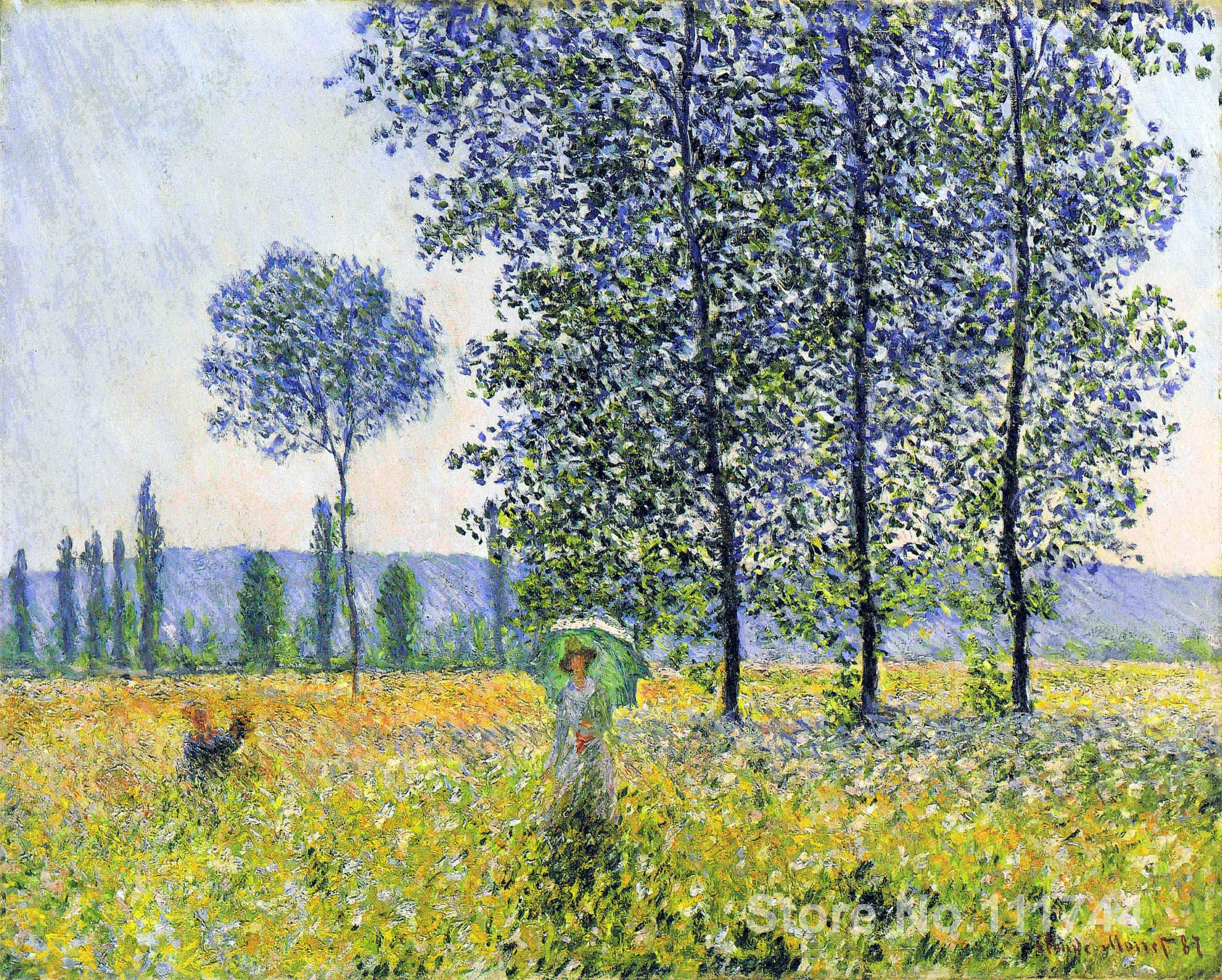 

Famous Canvas Artwork Claude Monet Painting Sunlight Effect Under Poplars Trees Impressionist Landscape Wall Decor High Quality