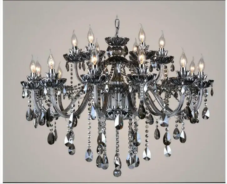 European Modern Smokey K9 Crystal Chandelier Lustre Crystal Chandelier Light Lustres De Cristal Chandelier LED Villa Smoked Lamp