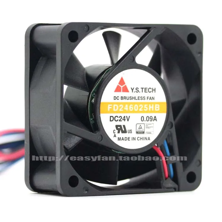 

NEW Y.S.TECH FD246025HB 24V 0.09A 6025 6CM frequency cooling fan