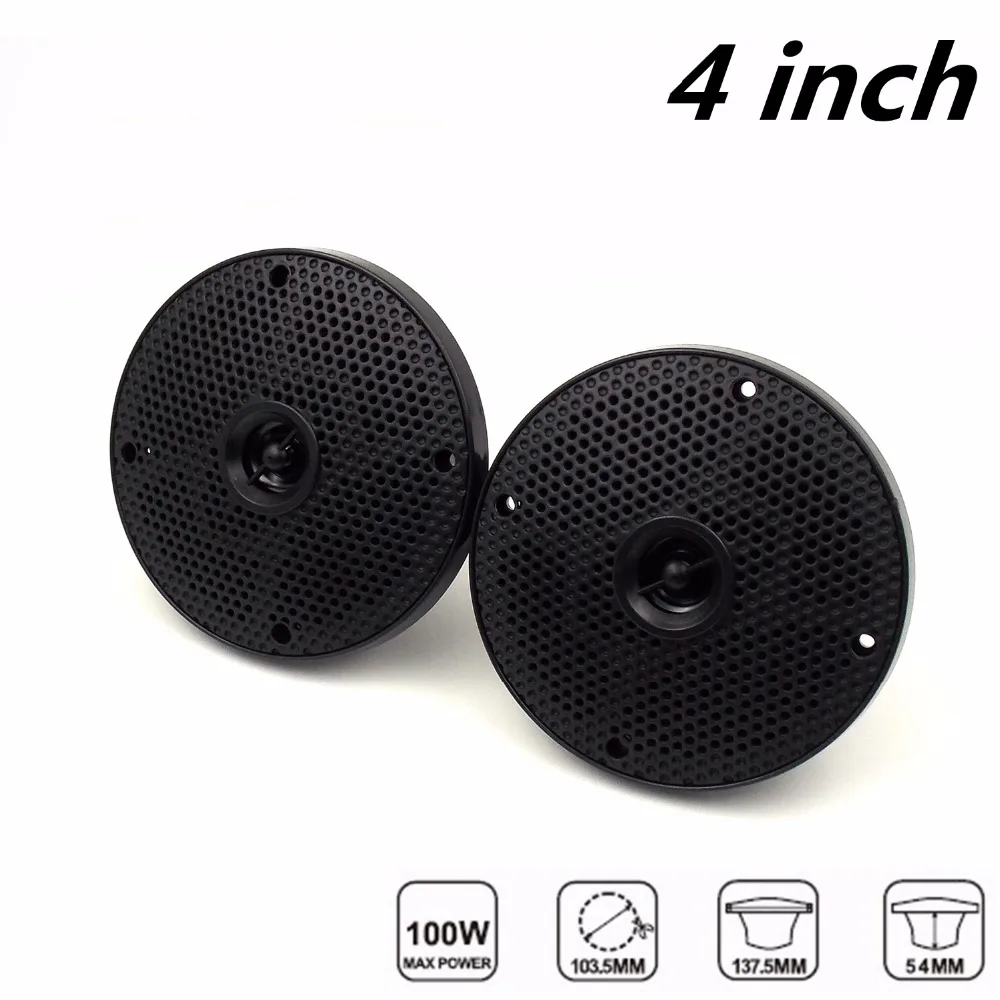 

4" inch 160W 2 Way Black Waterproof Marine Boat Speakers Use for ATV Motorcycle / Yacht / Sauna Room / SPA / Boat