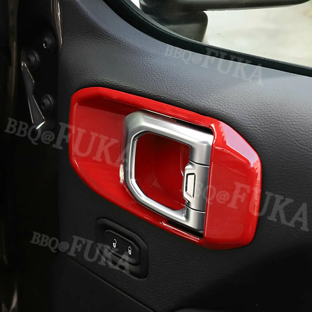 For Jeep Wrangler JL 2018-2019 Red/Black ABS Car Inner Door Handle Bowl Cover Trim Frame