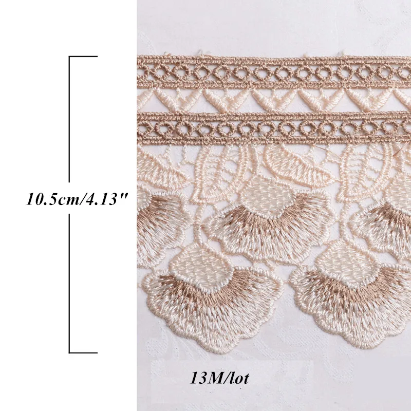 QGVLish 13M/lot 10.5cm Wide Embroidery Curtain Lace Trims DIY Sewing Cushion Skirt Costumes Sofa Edge Dedcor Lace Ribbon Belt