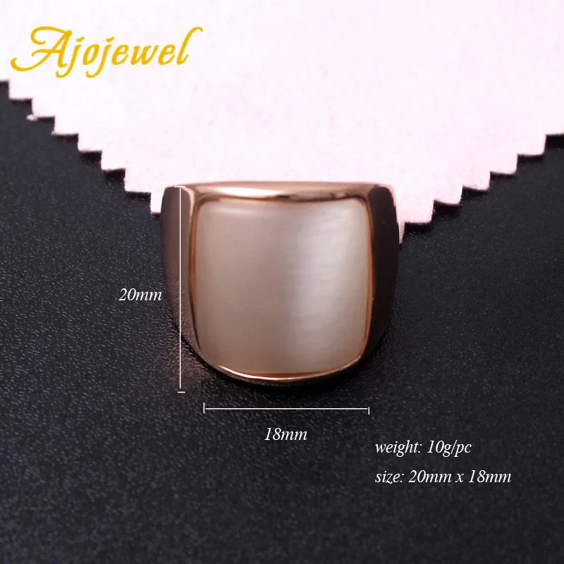 Ajojewel Single Square Opal Stone Rings For Women Men Rose Gold-color Finger Jewellery