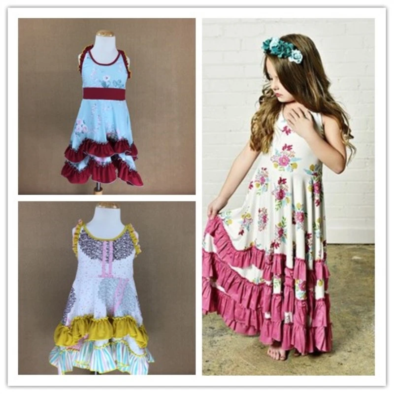 Girl Frock Design Summer Children Sleeveless Floral Dresses Kids Princess Backless