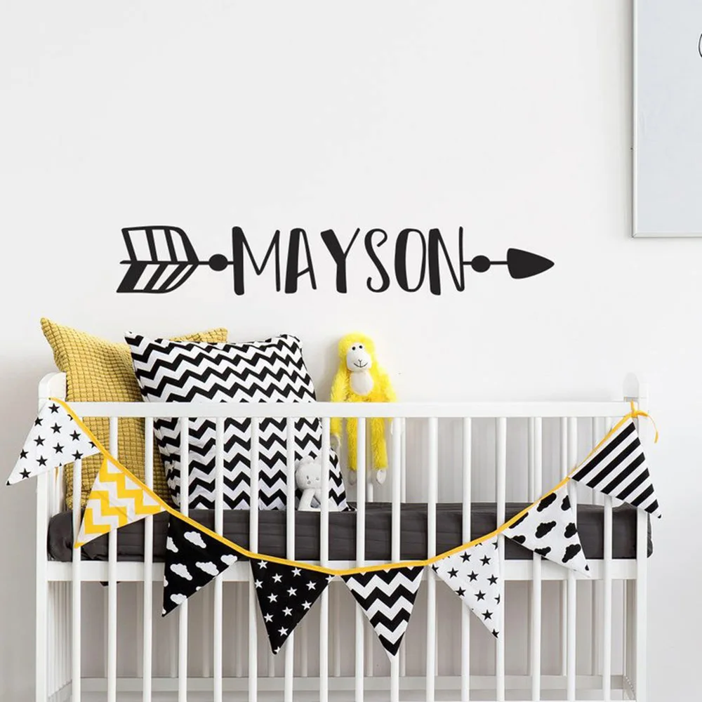 Personalized Name Wall Decal Boy with Arrow Boho Nursery Kids Room Wall Decor Custom Name sticker Arrow Tribal Crib Decor G324
