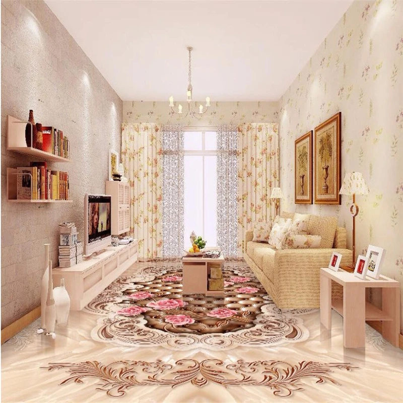 beibehang wall paper Marble European pattern soft package rose 3D floor tiles 3D pvc self adhesive wallpaper wear floor tiles