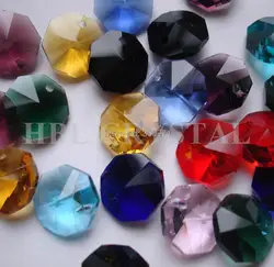100pcs/lot , 15colors mixed 14mm crystal glass octagon beads in one hole , freeshipping, glass crystal octagon beads one hole.