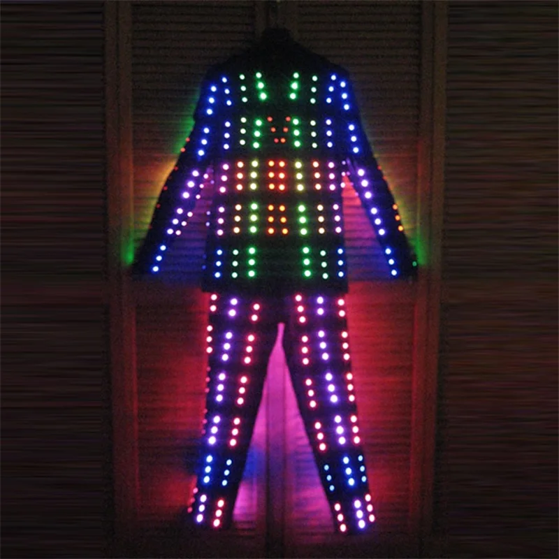 Hot Sale Colorful LED Costume Clothes Festive Party Supplies Luminous Glowing Suits Stage Performance Clothing Robot Costume