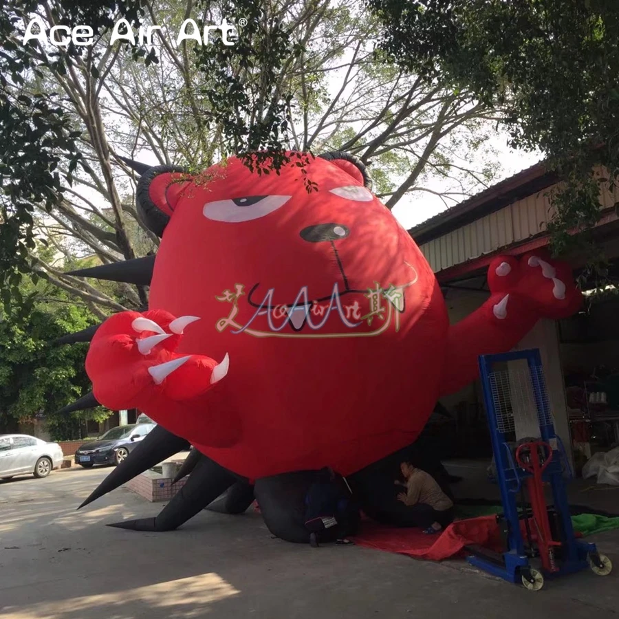 Giant Red Black Animal Model Inflatable Hedgehog Urchin Replica for Advertising and Exhibition