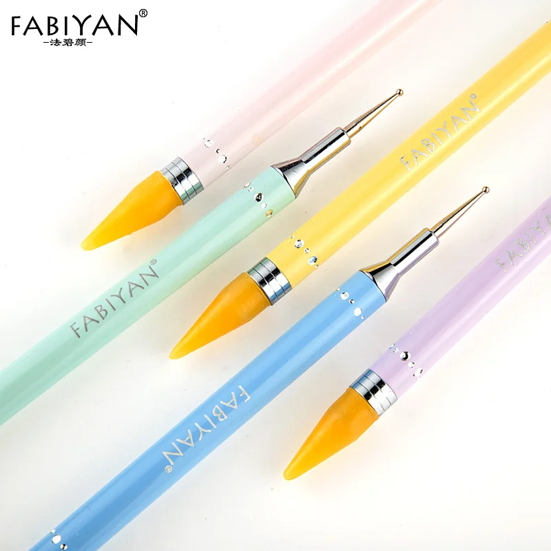 

Nail Art Dual-ended Wax Picker Dotting Pen Pencil Brush Rhinestone Beads Crystal Gems Dot Metal Decoration Tips Manicure Tools