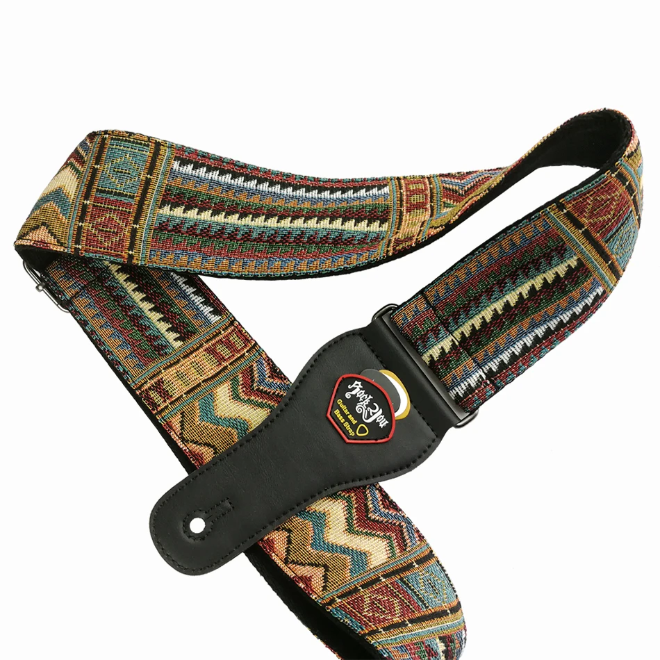 Neuer hochwertiger Baumwoll-Gitarrengurt, Akustikgitarrengurt, E-Bass-Gitarrengurt, verstellbare Länge, verbreitert 6,2 cm – Detail 2