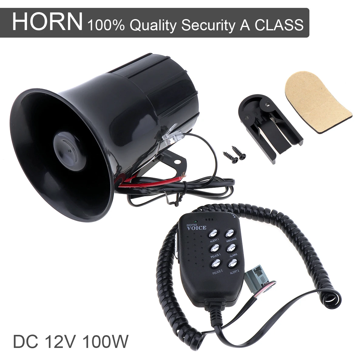 

100W 12V 6 Sound Car Warning Alarm Loud Speaker Siren Air Horn Loudspeaker with MIC Microphone for Automobile Motorcycle Car