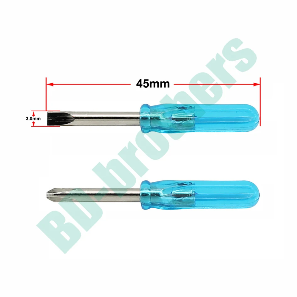 

Good Quality Blue 45mm Mini Screwdriver 3.0 mm Phillips / 3.0 Slotted Flathead Straight Type Screwdrivers Key 1000pcs/lot