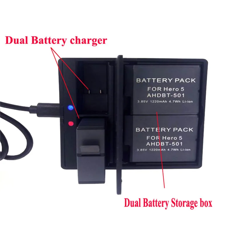 For GoPro Battery hero 8 7 6 5 Rechargeable Battey+Dual Charger Multi-Purpose Charger For GoPro 8 7  Battery Camera Accessoress